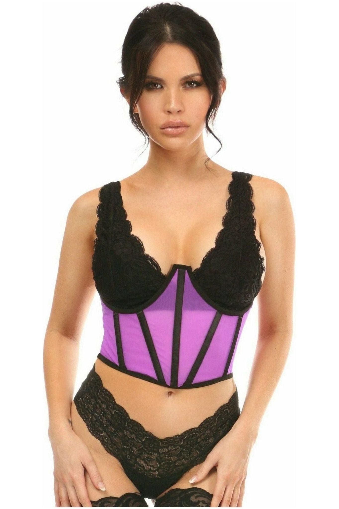 Lavish Neon Purple Mesh Open Cup Waist Cincher - Daisy Corsets