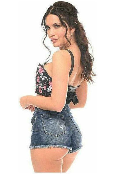 Lavish Pink Floral Underwire Short Bustier - Daisy Corsets