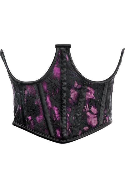 Lavish Pink w/Black Lace Overlay Open Cup Waist Cincher - Daisy Corsets