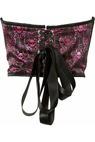 Lavish Purple & Black Skull Satin Open Cup Waist Cincher - Daisy Corsets