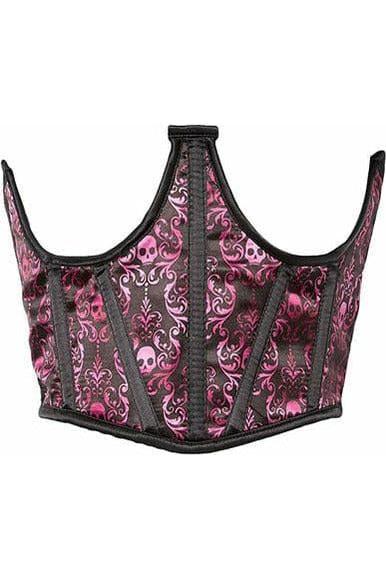 Lavish Purple & Black Skull Satin Open Cup Waist Cincher - Daisy Corsets
