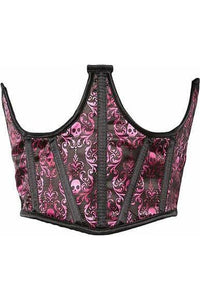 Lavish Purple & Black Skull Satin Open Cup Waist Cincher - Daisy Corsets