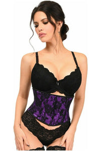 Lavish Purple w/Black Lace Overlay Mini Cincher - Daisy Corsets