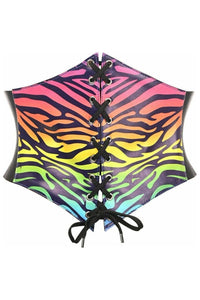 Lavish Rainbow Animal Print Lace - Up Corset Belt Cincher - Daisy Corsets
