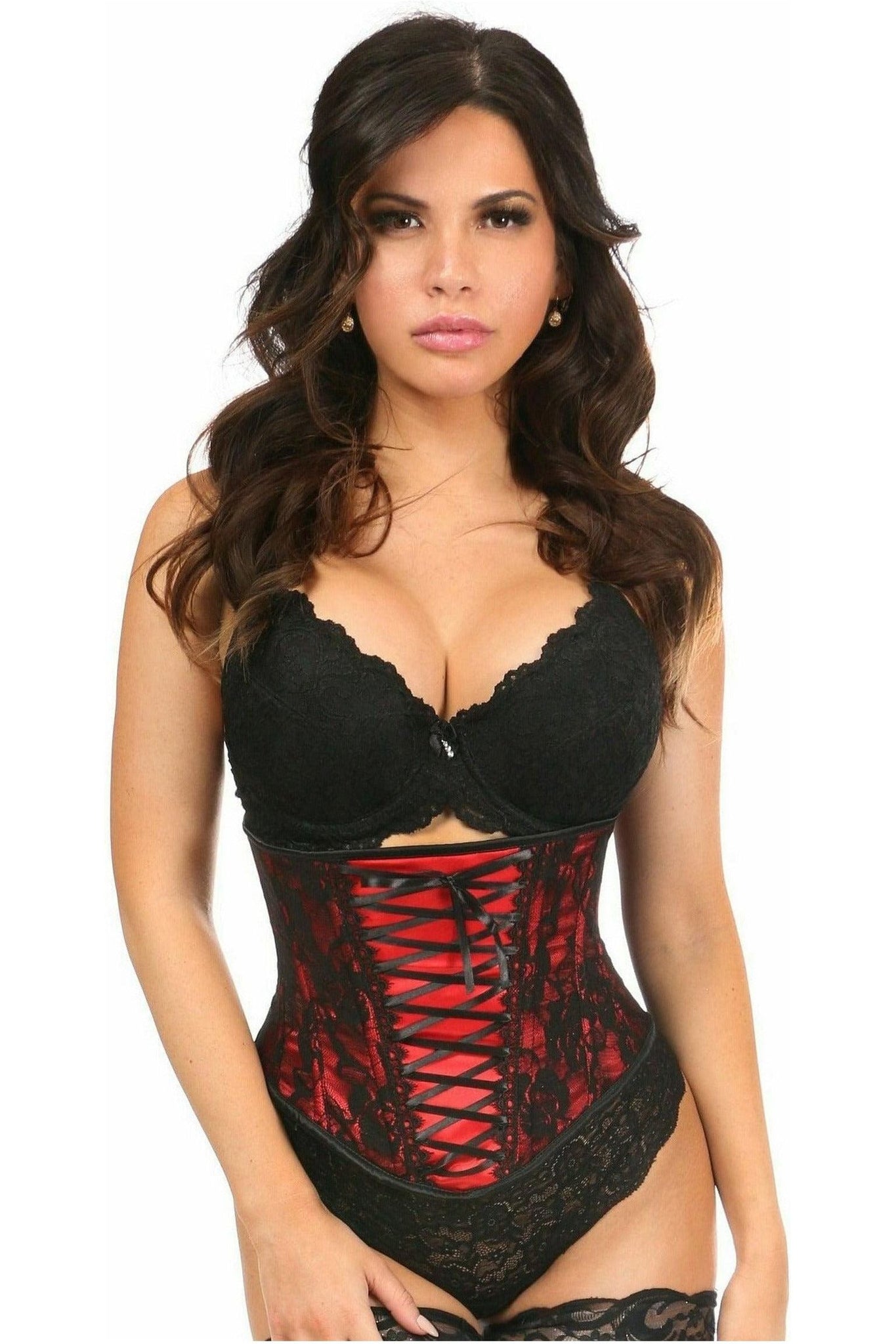 Lavish Red Lace - Up Under Bust Corset w/Black Lace - Daisy Corsets