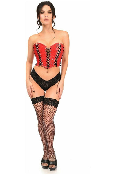 Lavish Red Patent w/Black Lacing Lace - Up Bustier - Daisy Corsets