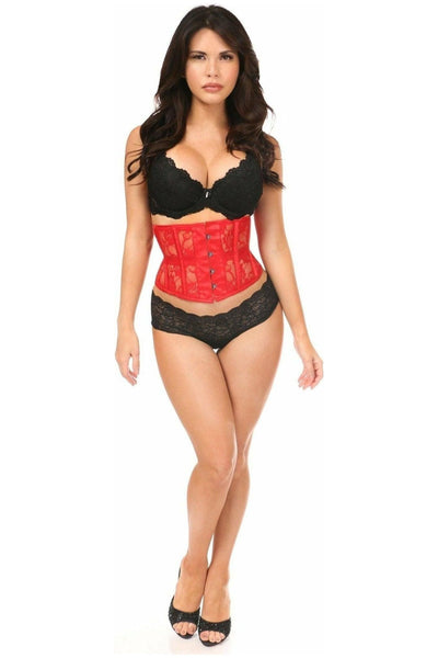 Lavish Red Sheer Lace Waist Cincher Corset - Daisy Corsets