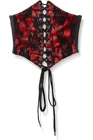 Lavish Red w/Black Lace Overlay Corset Belt Cincher - Daisy Corsets