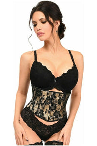 Lavish Tan w/Black Lace Overlay Mini Cincher - Daisy Corsets