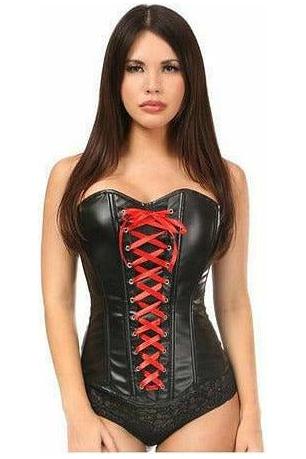 Lavish Wet Look Faux Leather Lace - Up Over Bust Corset - Daisy Corsets