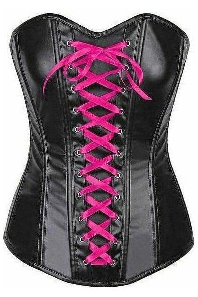 Lavish Wet Look Faux Leather Lace - Up Over Bust Corset - Daisy Corsets