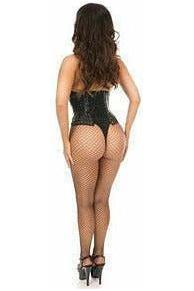 Lavish Wet Look Faux Leather Lace - Up Under Bust Corset - Daisy Corsets