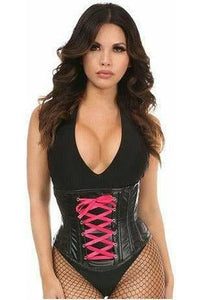 Lavish Wet Look Faux Leather Lace - Up Under Bust Corset - Daisy Corsets