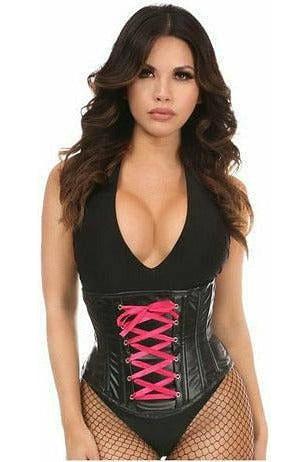 Lavish Wet Look Faux Leather Lace - Up Under Bust Corset - Daisy Corsets