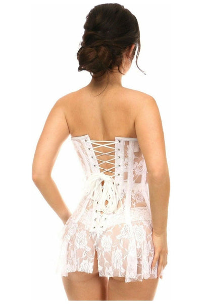 Lavish White Sheer Lace Corset Dress - Daisy Corsets