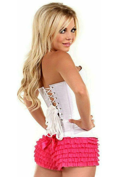 Lavish White Sweetheart Front Zipper Corset - Daisy Corsets
