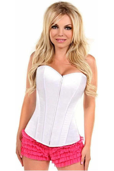 Lavish White Sweetheart Front Zipper Corset - Daisy Corsets