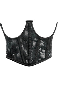 Lavish White w/Black Lace Overlay Open Cup Waist Cincher - Daisy Corsets