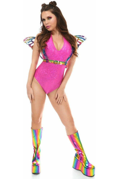 Rainbow Glitter PVC Large Butterfly Wing Body Harness - Daisy Corsets
