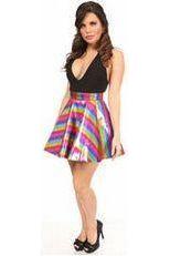 Rainbow Glitter PVC Skater Skirt - Daisy Corsets