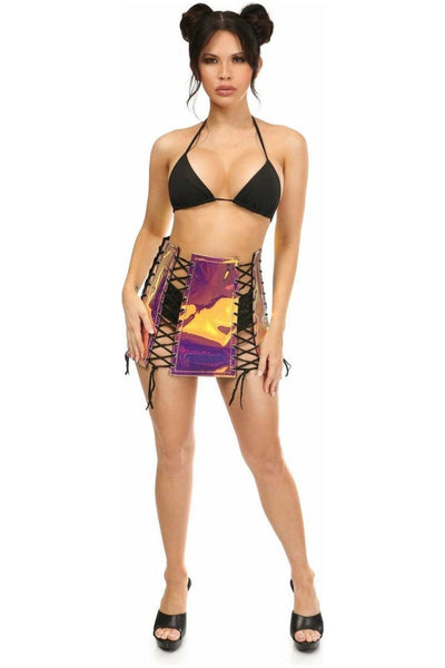 Rainbow Gold Holo Lace - Up Skirt - Daisy Corsets
