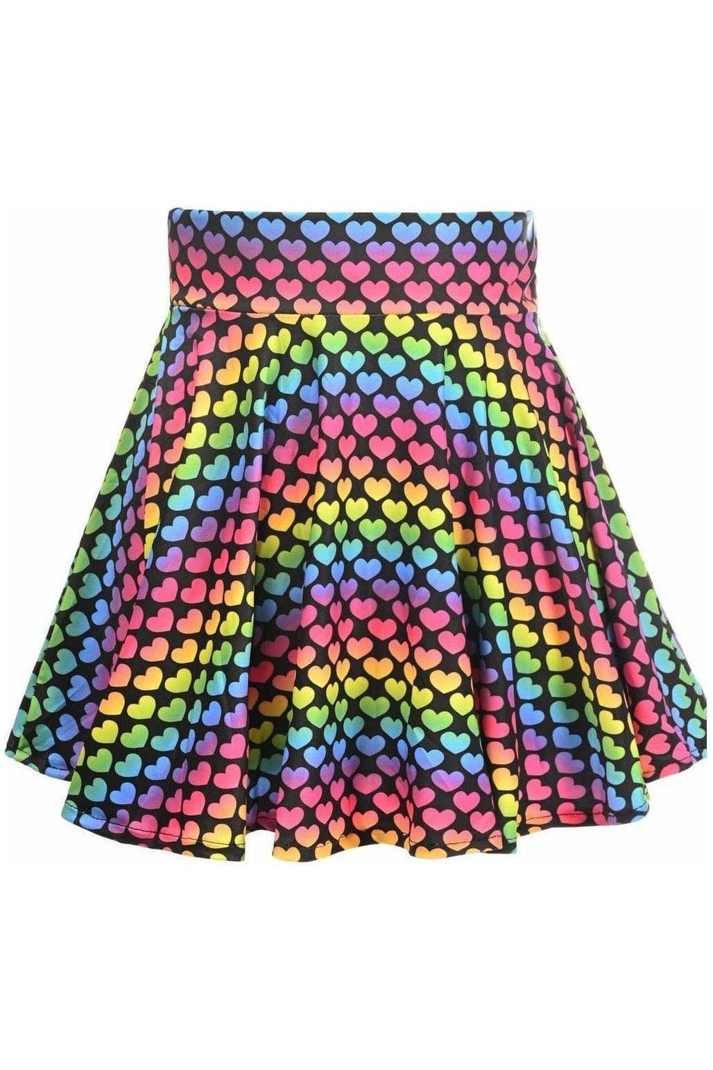 Rainbow Hearts Stretch Lycra Skirt - Daisy Corsets