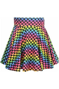 Rainbow Hearts Stretch Lycra Skirt - Daisy Corsets