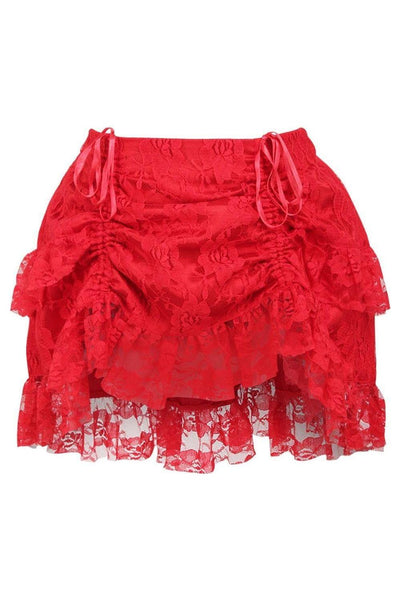 Red Lace Ruched Bustle Skirt - Daisy Corsets