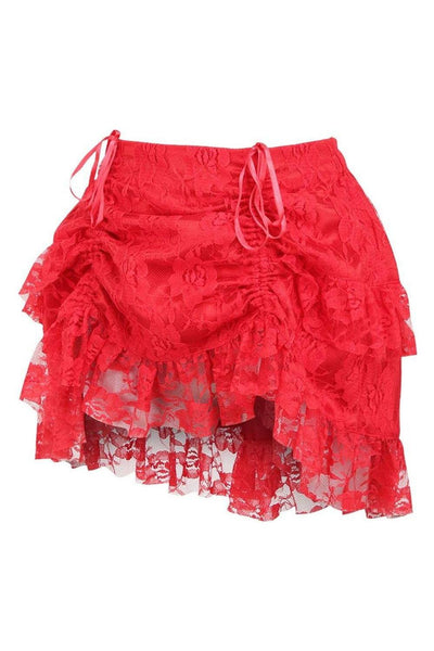 Red Lace Ruched Bustle Skirt - Daisy Corsets
