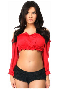Red Long Sleeve Peasant Top - Daisy Corsets