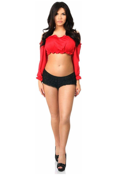 Red Long Sleeve Peasant Top - Daisy Corsets