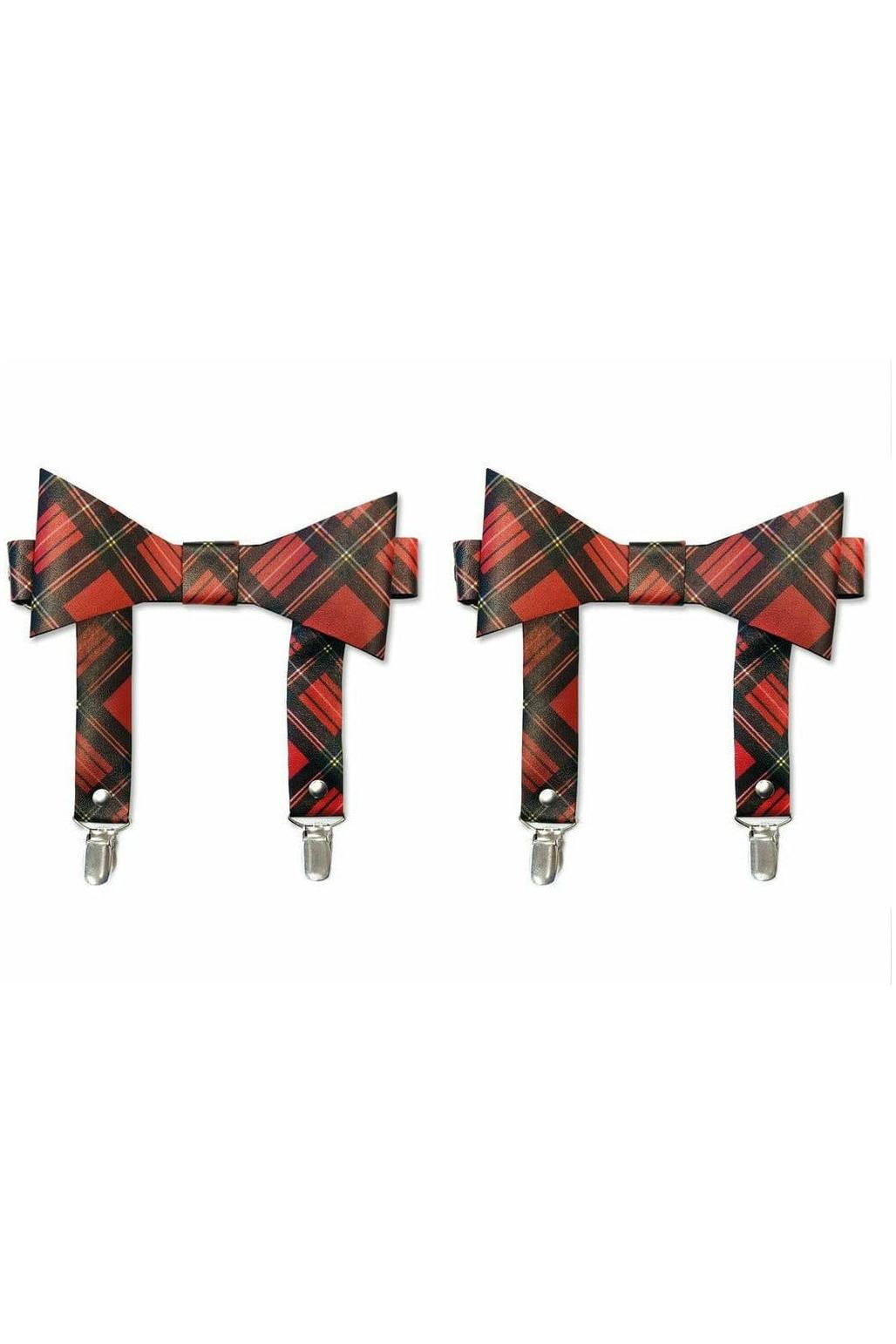 Red Plaid Faux Leather Garters (set of 2) - Daisy Corsets