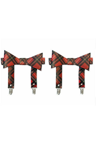 Red Plaid Faux Leather Garters (set of 2) - Daisy Corsets