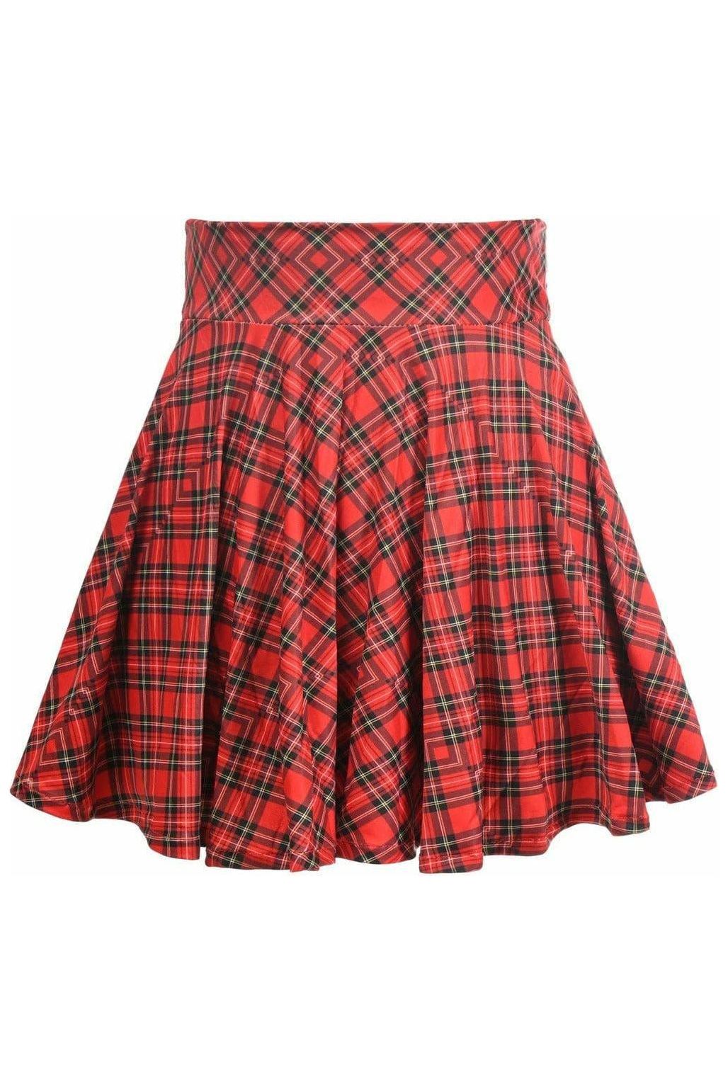 Red Plaid Stretch Lycra Skirt - Daisy Corsets