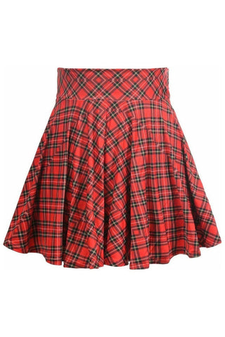Red Plaid Stretch Lycra Skirt - Daisy Corsets
