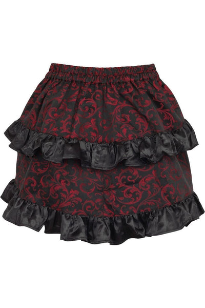 Red/Black Brocade Ruched Bustle Skirt - Daisy Corsets