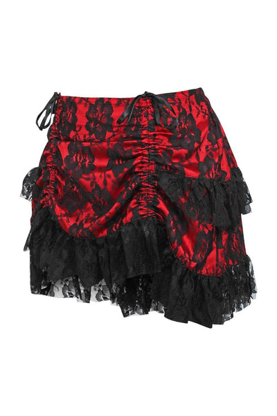 Red/Black Lace Ruched Bustle Skirt - Daisy Corsets