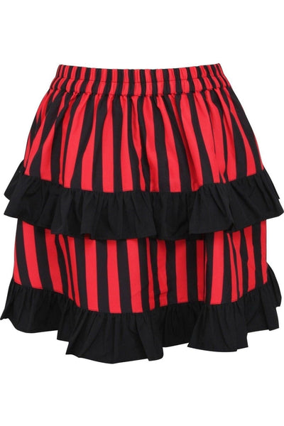 Red/Black Striped Ruched Bustle Skirt - Daisy Corsets