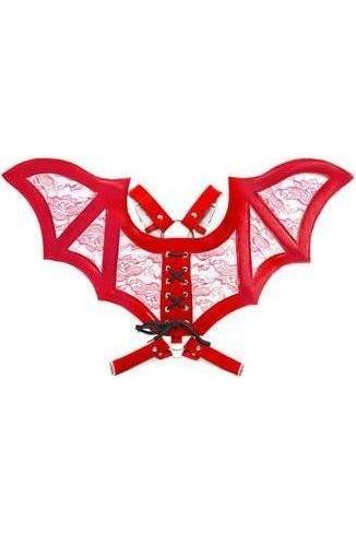 Red/Red Faux Leather & Lace Wing Harness - Daisy Corsets