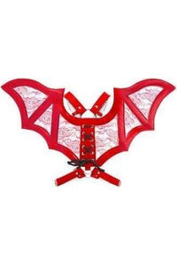 Red/Red Faux Leather & Lace Wing Harness - Daisy Corsets