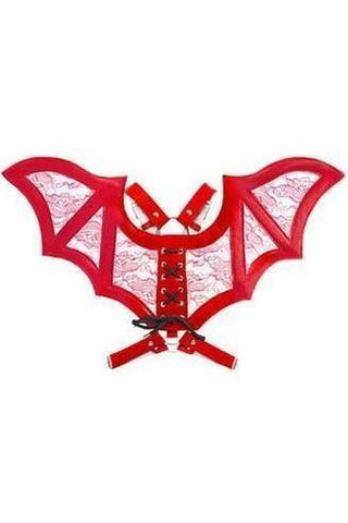 Red/Red Faux Leather & Lace Wing Harness - Daisy Corsets