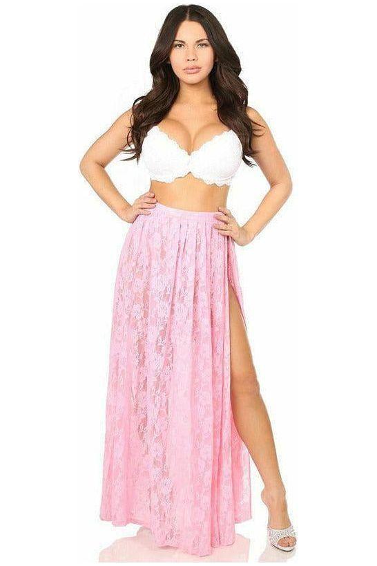 Sheer Lt Pink Lace Skirt - Daisy Corsets