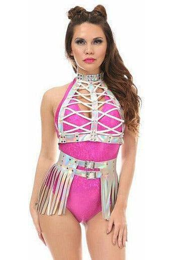 Silver Hologram Fringe Mini Skirt - Daisy Corsets