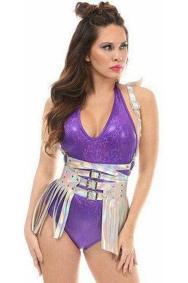 Silver Hologram Fringe Mini Skirt - Daisy Corsets
