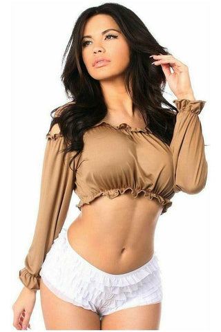 Tan Long Sleeve Peasant Top - Daisy Corsets
