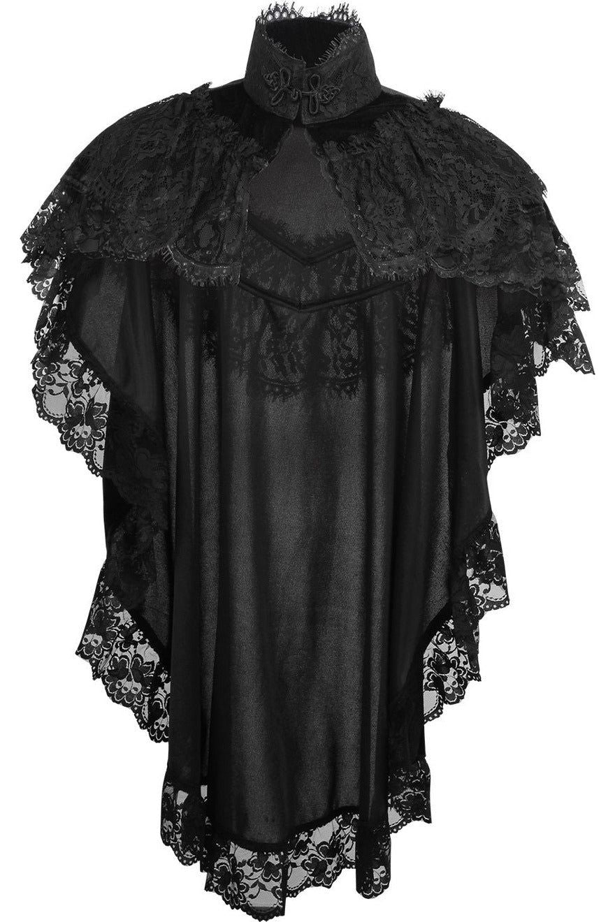 Tapered Black Velvet & Lace Capelet - Daisy Corsets