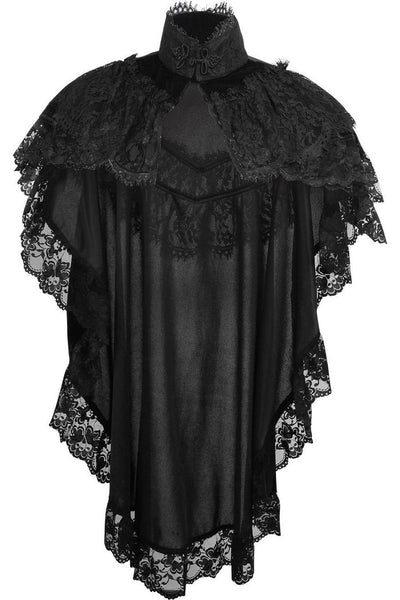 Tapered Black Velvet & Lace Capelet - Daisy Corsets