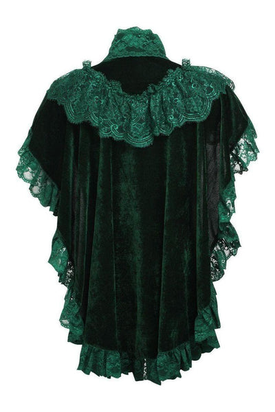 Tapered Dark Green Velvet & Lace Capelet - Daisy Corsets