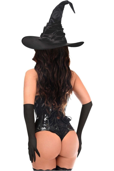Top Drawer 3 PC Black Patent Witch Corset Costume - Daisy Corsets