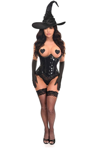 Top Drawer 3 PC Black Patent Witch Corset Costume - Daisy Corsets